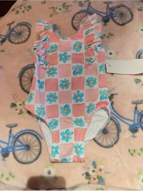 NWT ZARA Checkered and Floral One Piece Swimsuit